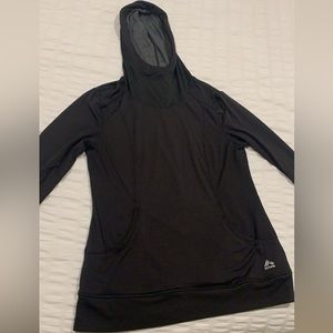 Women’s RBX Black Long Sleeve Workout Top L With Thumb Holes And Reflective Back